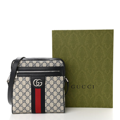 Gucci GG Supreme Monogram Textured Dollar Calfskin Web Small Ophidia Messenger Bag Beige Blue 12 of 12