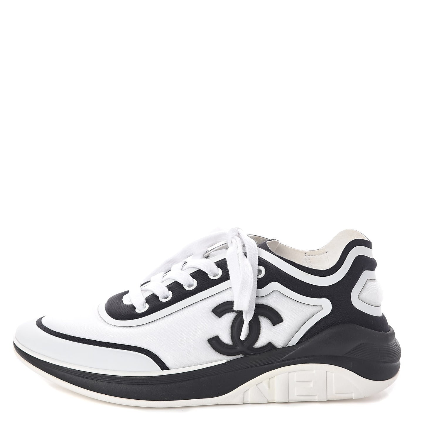 Suede Calfskin Stretch Fabric CC Sneakers 37 White