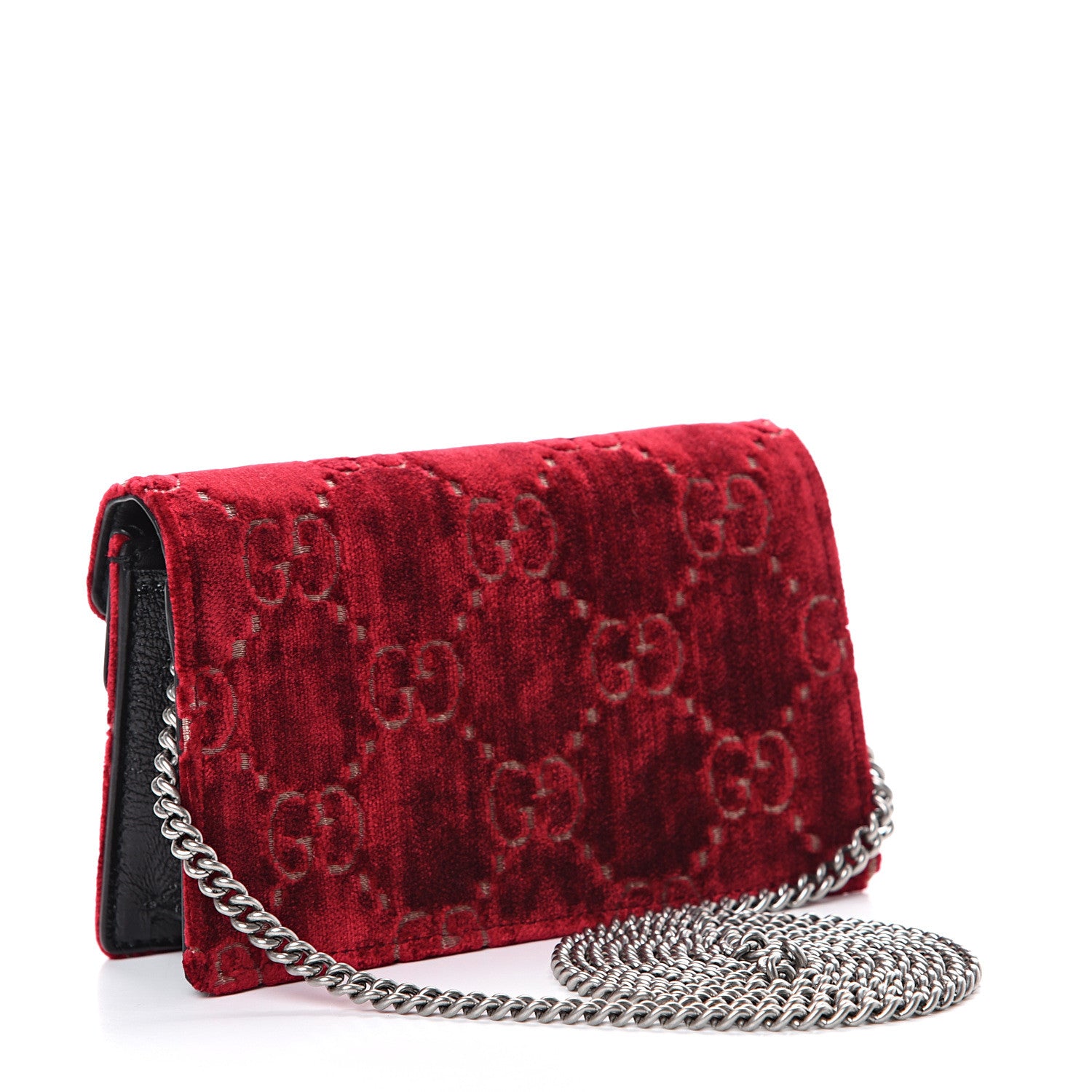 Gucci Velvet GG Monogram Super Mini Dionysus Shoulder Bag Red Cipria Black 2 of 9