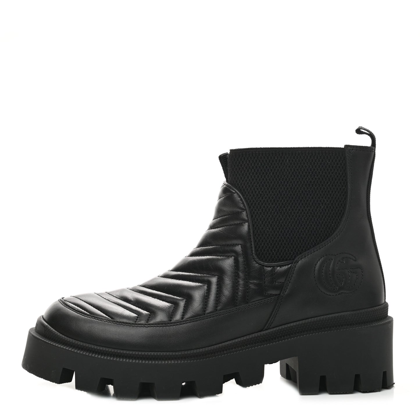 Calfskin Nappa Matelasse Frances Chelsea Boots 38.5 Black