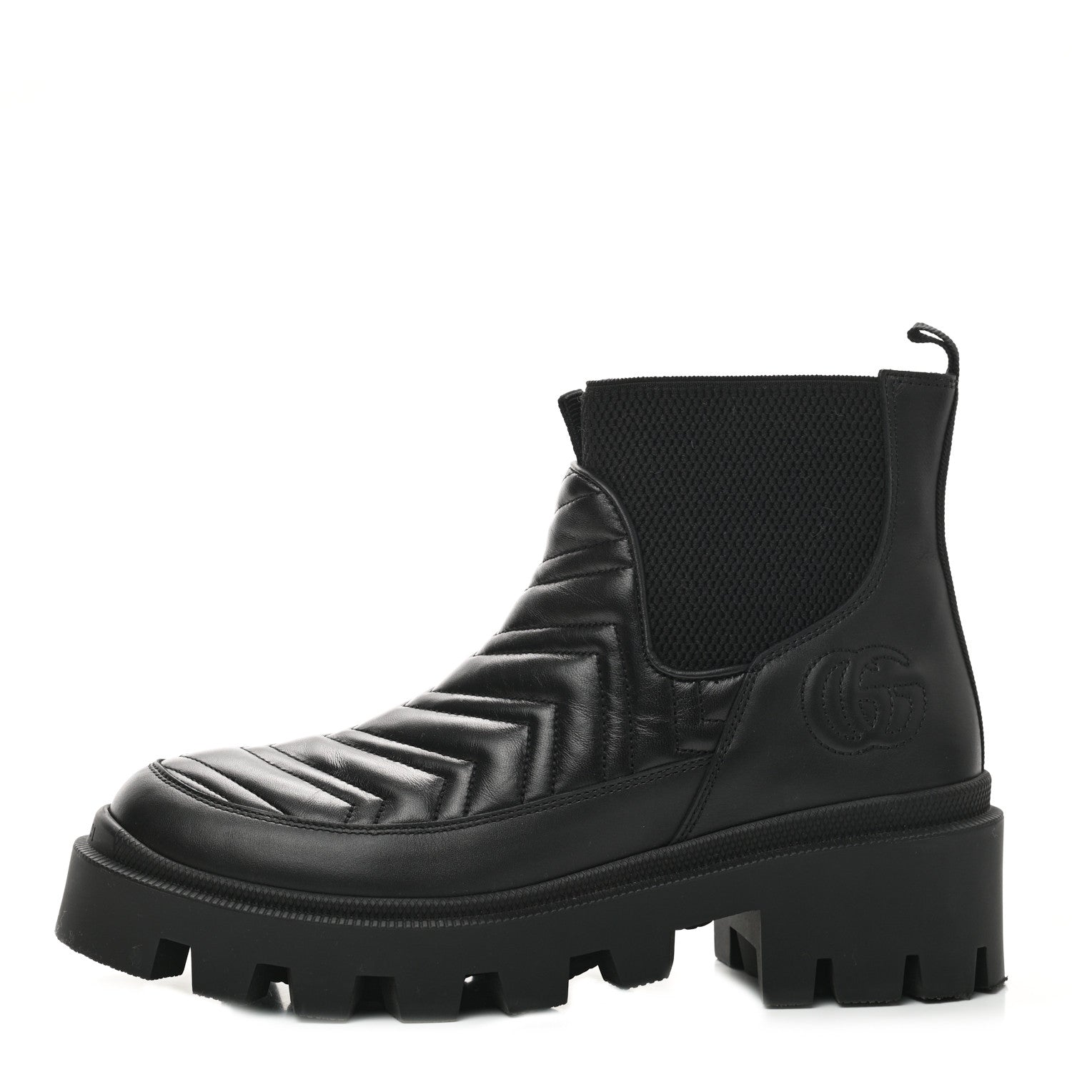 Gucci Calfskin Nappa Matelasse Frances Chelsea Boots 38.5 Black 1 of 9