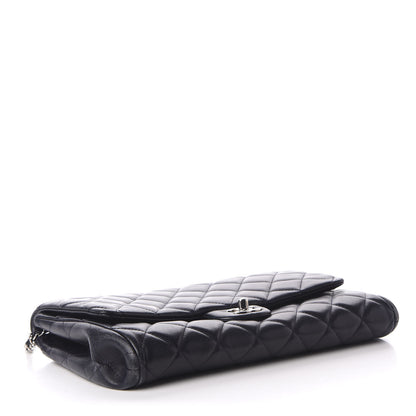 Chanel Lambskin Quilted Clutch With Chain Flap Navy 4 of 11