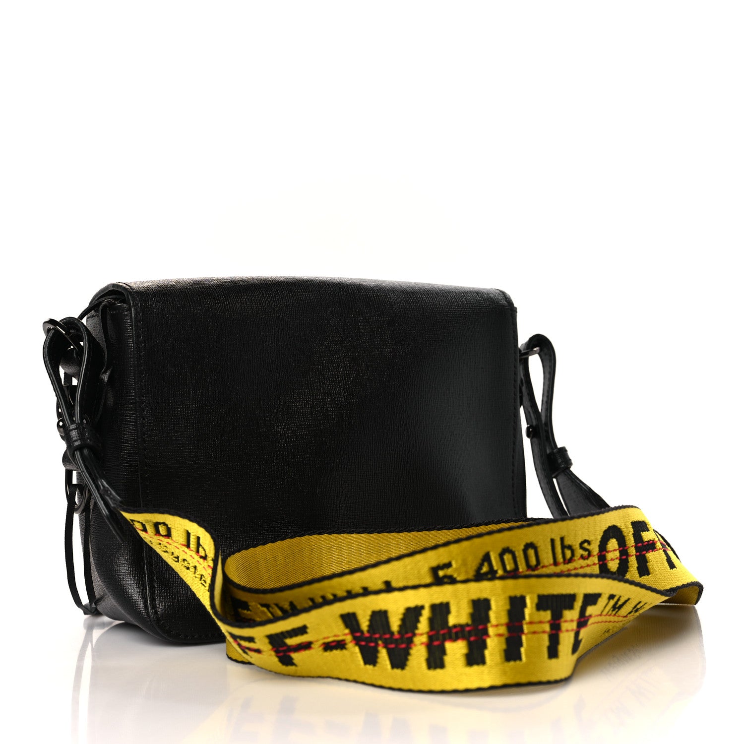 Off-White Calfskin Diag Flap Bag Black White 3 of 9