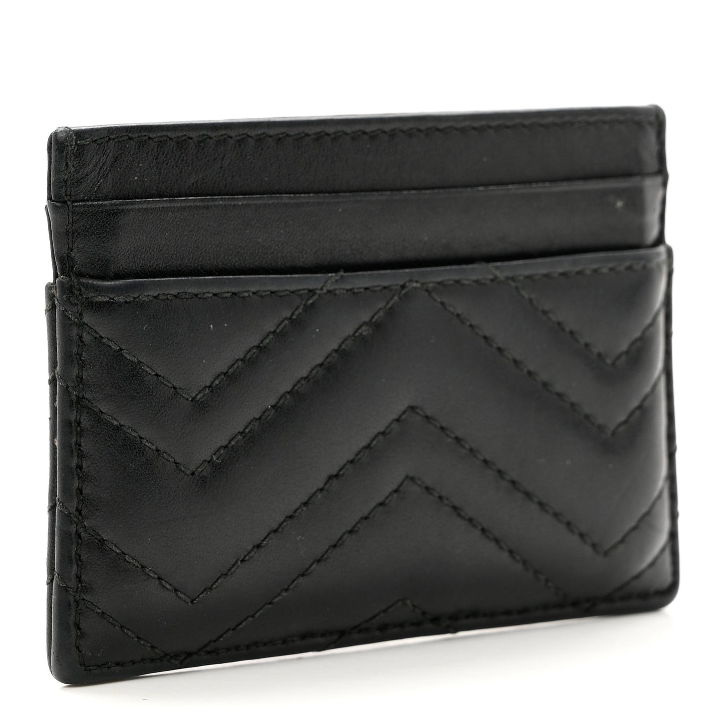 Calfskin Matelasse GG Marmont Card Holder Black