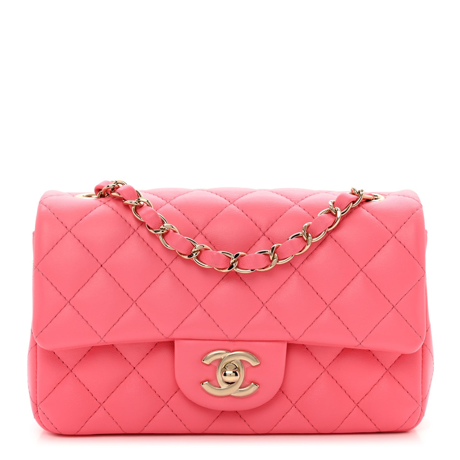 Chanel Lambskin Quilted Mini Rectangular Flap Pink 1 of 10