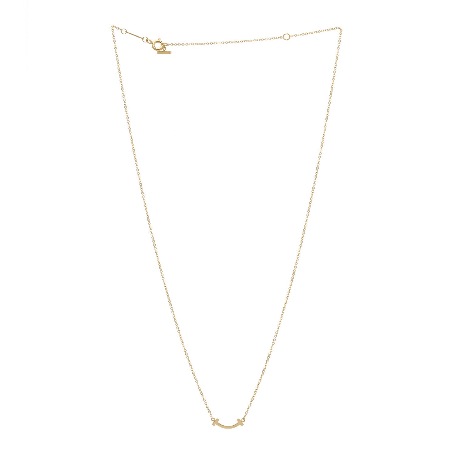 Tiffany 18K Yellow Gold Mini T Smile Pendant Necklace 3 of 6