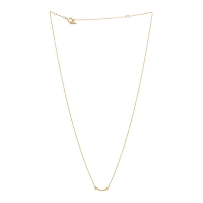 Tiffany 18K Yellow Gold Mini T Smile Pendant Necklace 3 of 6