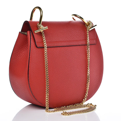 Chloe Grained Lambskin Drew Shoulder Bag Plaid Red 3 of 7