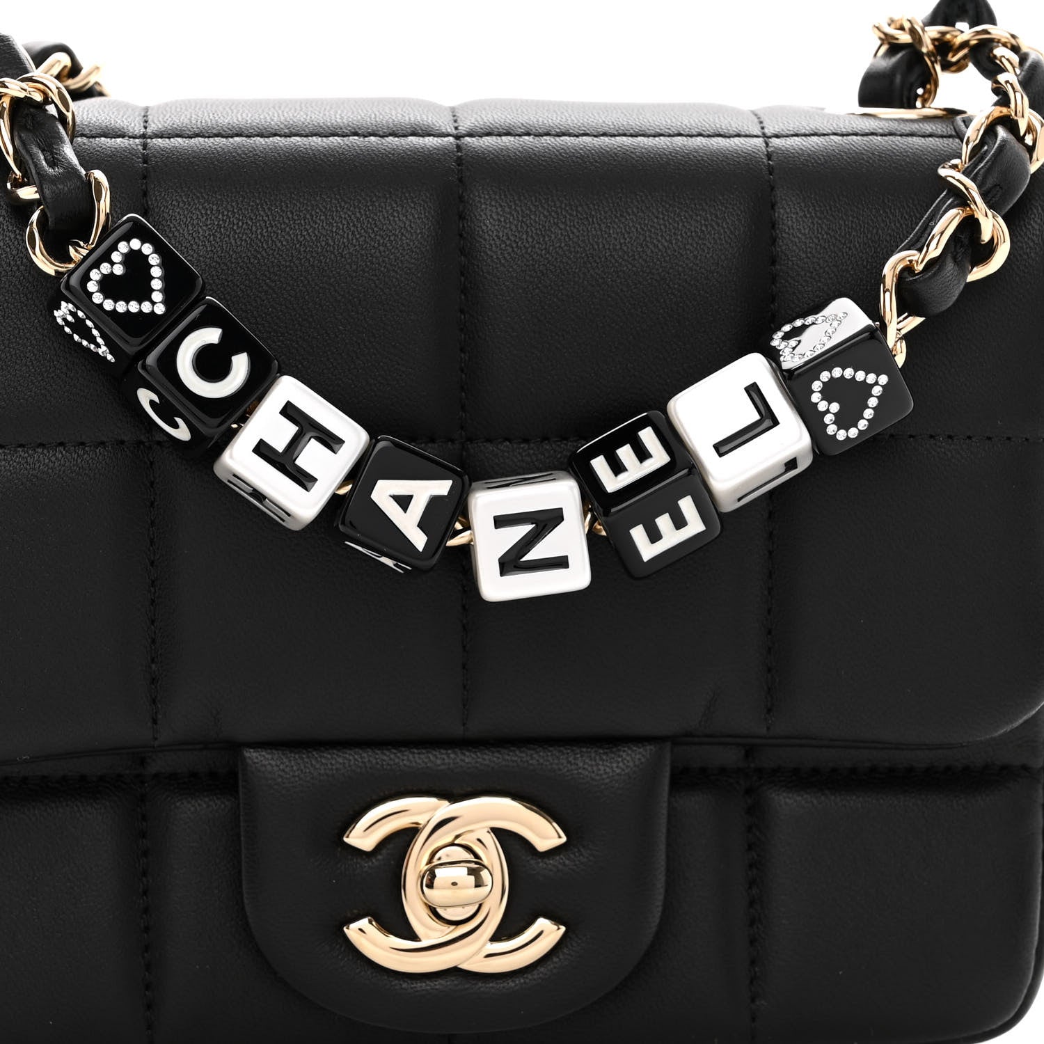 Chanel Lambskin Resin Crystal Square Quilted Mini Monacoco Flap Black 8 of 11
