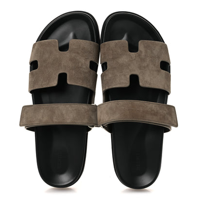 Hermes Suede Goatskin Mens Chypre Sandals 45 Beige Argile 2 of 12
