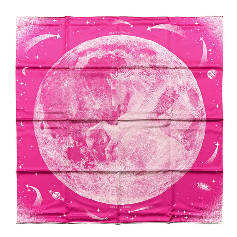 Silk Clair De Lune Double Face Scarf 90 Rose Vif White Rouge