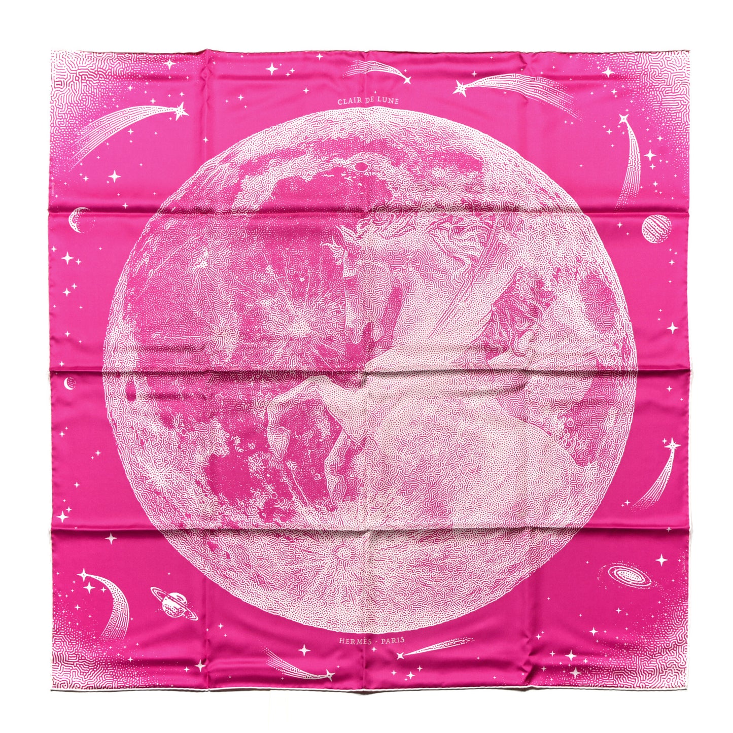 Silk Clair De Lune Double Face Scarf 90 Rose Vif White Rouge