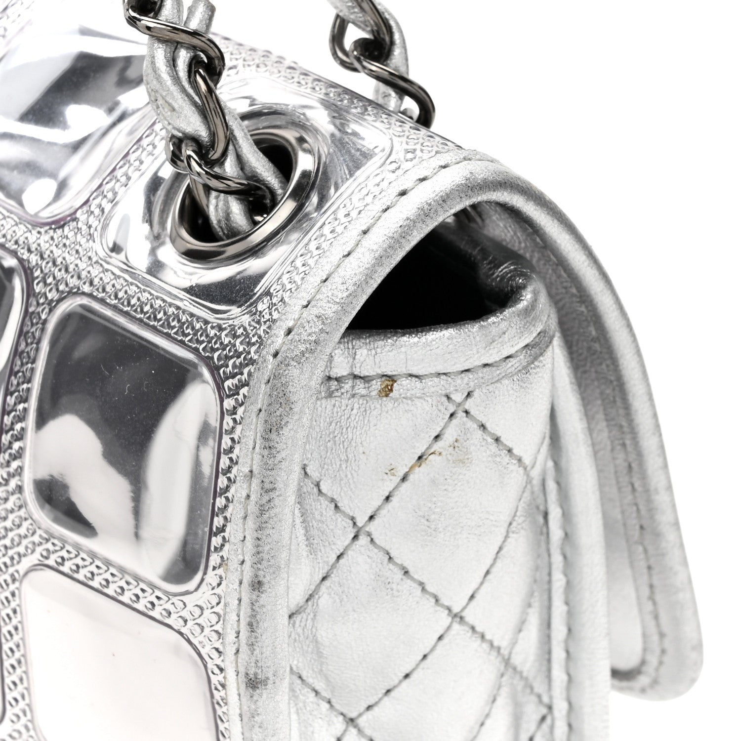 Chanel Vinyl Large Ice Cube Flap Silver 15 of 19