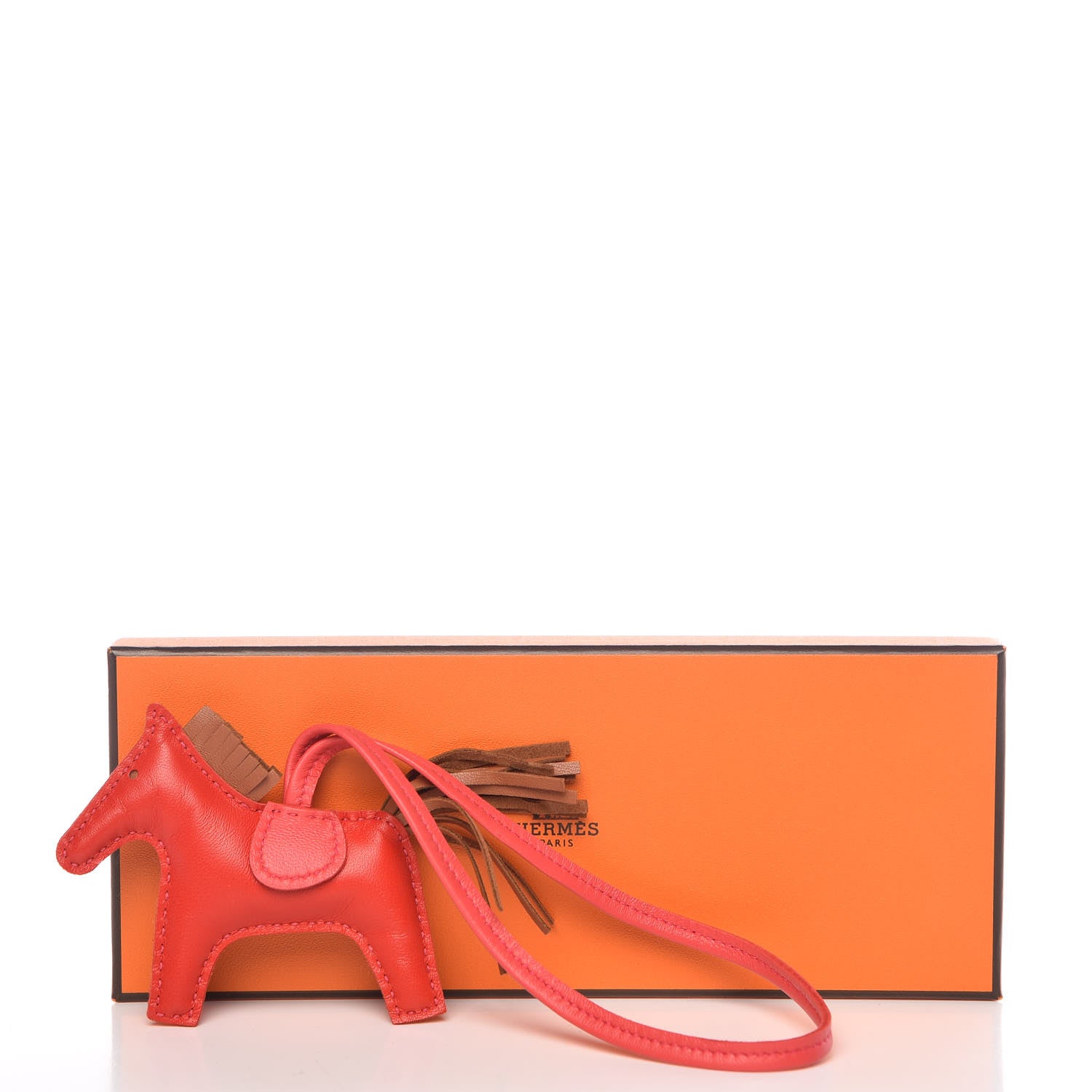 Hermes Milo Lambskin Grigri Rodeo Horse Bag Charm PM Rouge Indien Gold Bougainvillea 5 of 5