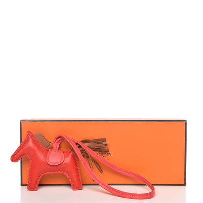 Hermes Milo Lambskin Grigri Rodeo Horse Bag Charm PM Rouge Indien Gold Bougainvillea 5 of 5