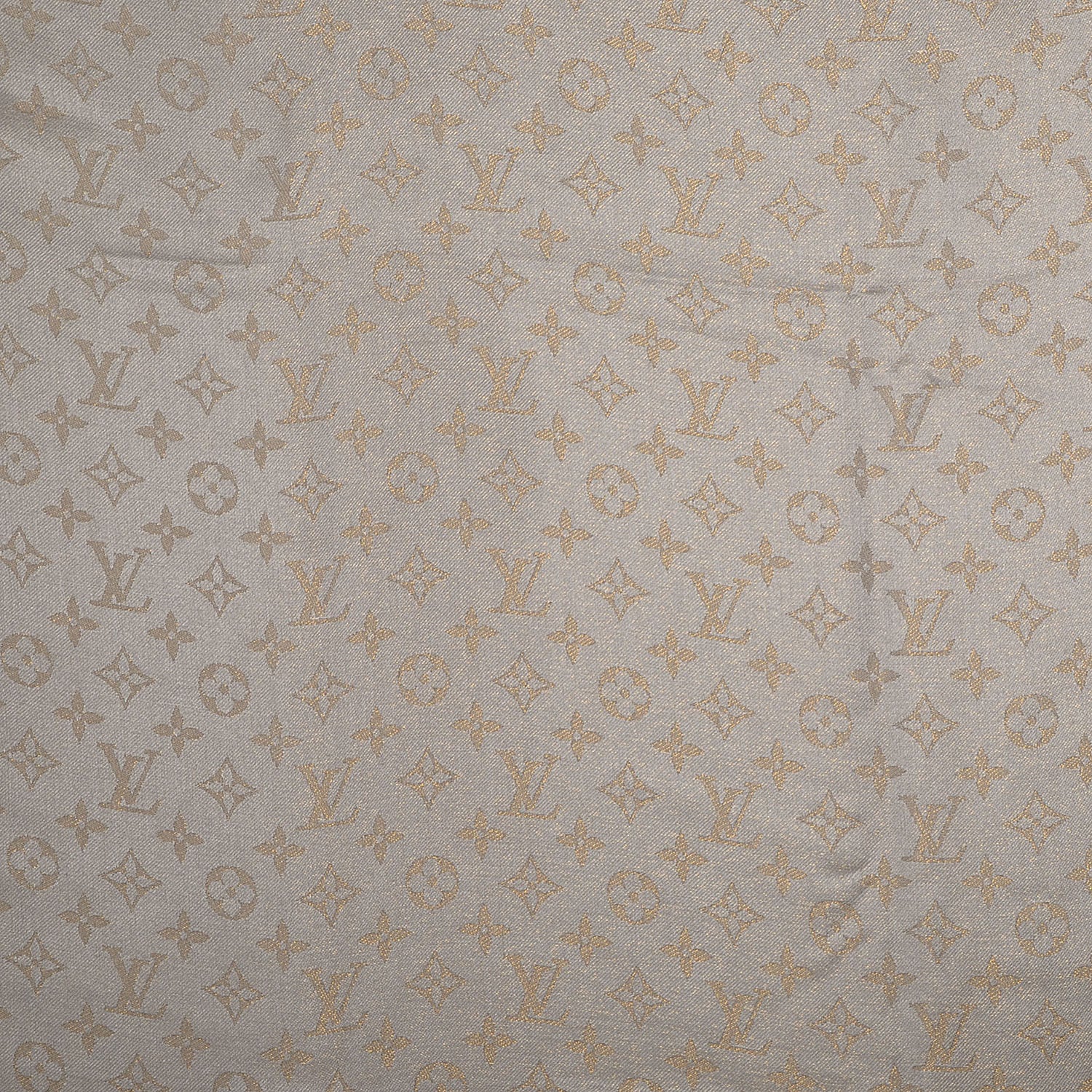 Louis Vuitton Monogram Silk Wool Shine Shawl Beige 1 of 5