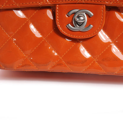 Chanel Patent Quilted Mini Square Flap Orange 5 of 9