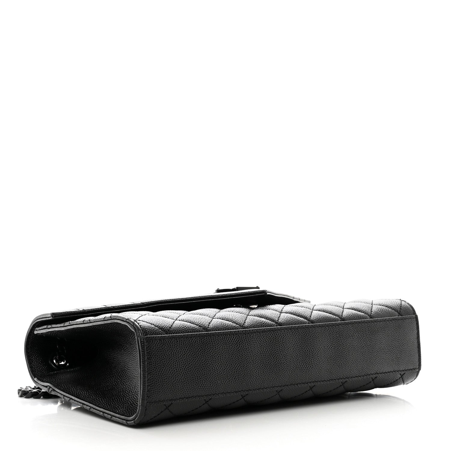 Saint Laurent Grain De Poudre Textured Mixed Matelasse Triquilt Medium Monogram Monochrome Satchel Black 4 of 12