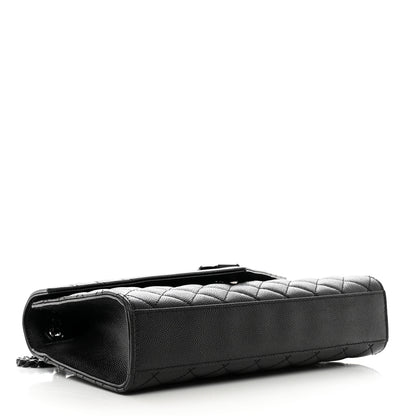 Saint Laurent Grain De Poudre Textured Mixed Matelasse Triquilt Medium Monogram Monochrome Satchel Black 4 of 12