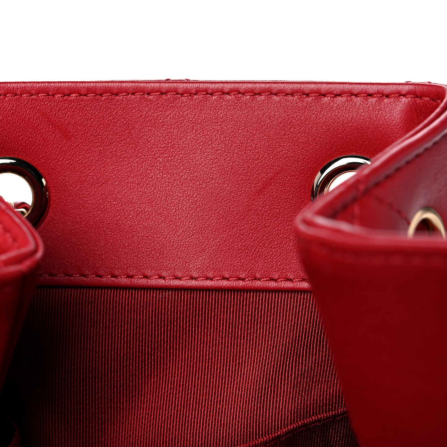 Lambskin Quilted Chain Drawstring Bag Red