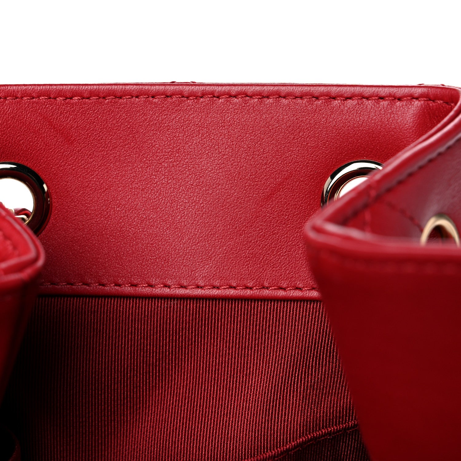 Chanel Lambskin Quilted Chain Drawstring Bag Red 12 of 16