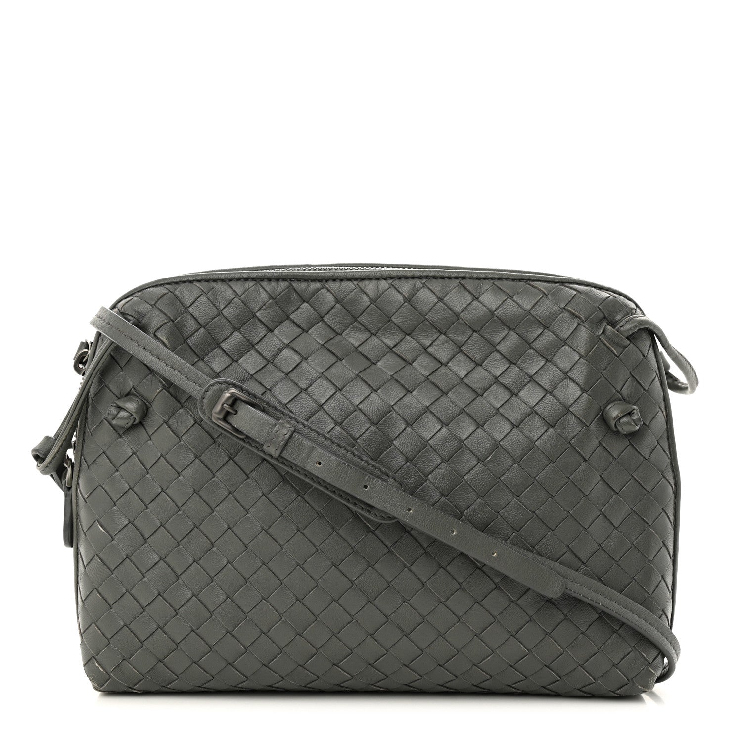 Bottega Veneta Nappa Intrecciato Nodini Crossbody Messenger New Light Grey 1 of 13