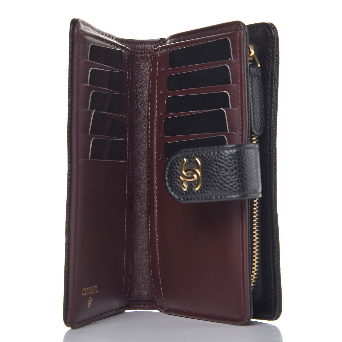 Caviar Quilted Zipped Pocket Wallet Black