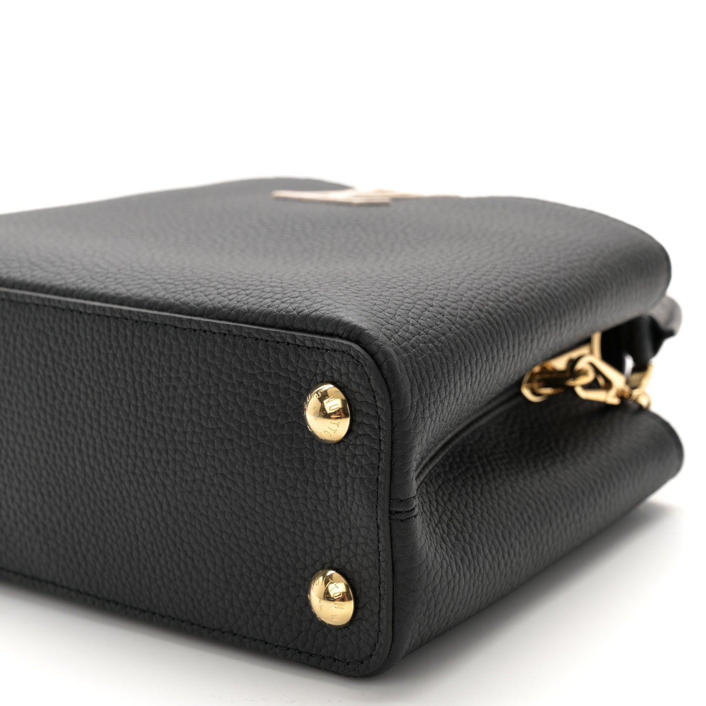 Taurillon Enamel Flower Padlock Chain Capucines BB Black