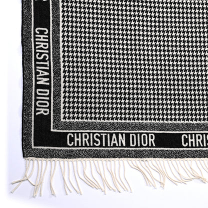 Christian Dior Cashmere Wool Houndstooth Throw Blanket Black 2 of 3