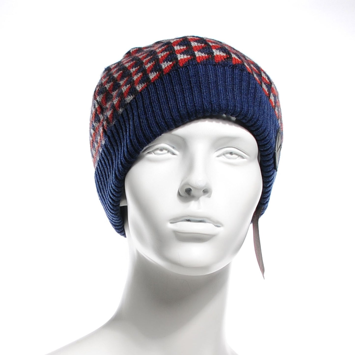 Cashmere Calfskin Wallpaper Hat Scarf Set Blue Rouge