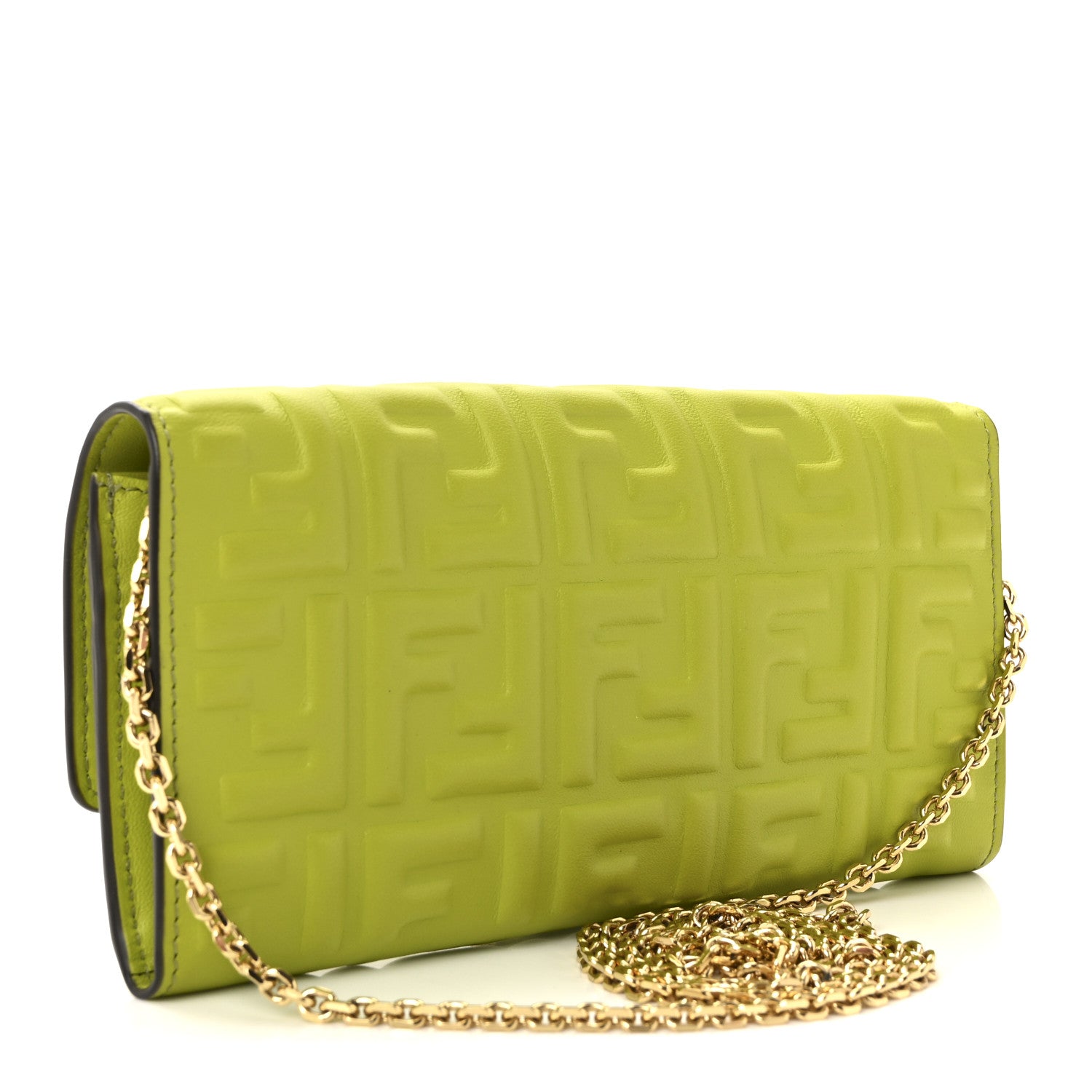 Fendi Nappa Matisse FF Embossed Continental Wallet On Chain Wasabi 3 of 11