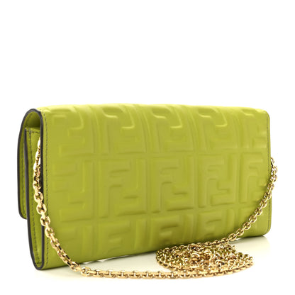 Fendi Nappa Matisse FF Embossed Continental Wallet On Chain Wasabi 3 of 11