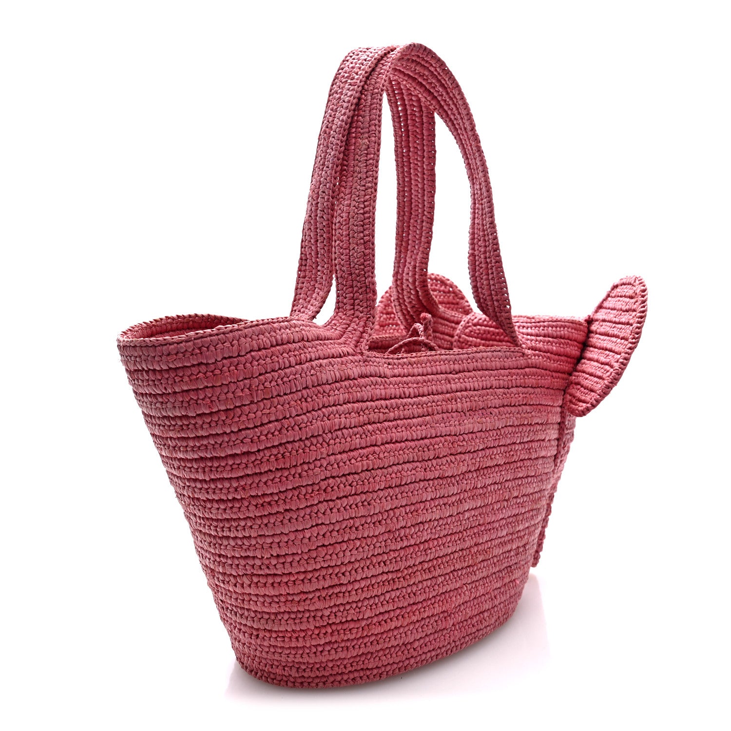 Loewe Raffia Medium Elephant Basket Tote Bag Pink Black Sunset Pink 3 of 10