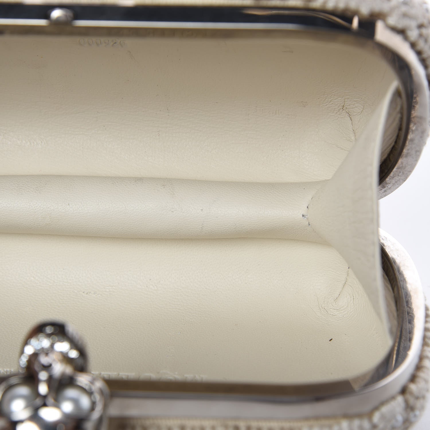 Alexander McQueen Canvas Beaded Britannia Skull Box Clutch Natural 8 of 11