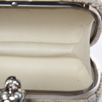 Alexander McQueen Canvas Beaded Britannia Skull Box Clutch Natural 8 of 11