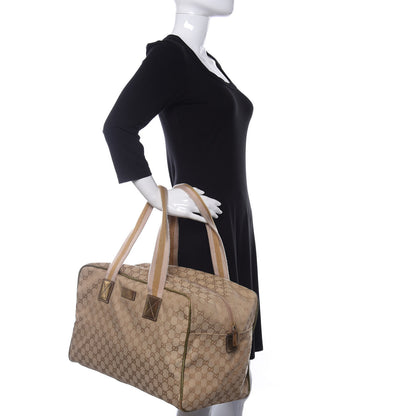 Gucci GG Monogram Web Medium Collapsible Carry On Duffle Beige Gold 2 of 17