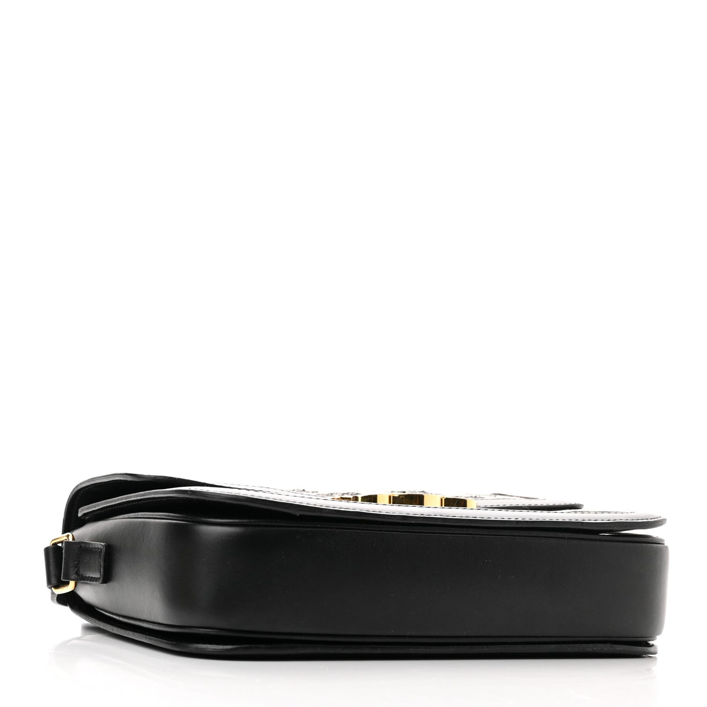 Canvas Calfskin Triomphe Embroidered Medium Triomphe Bag Black