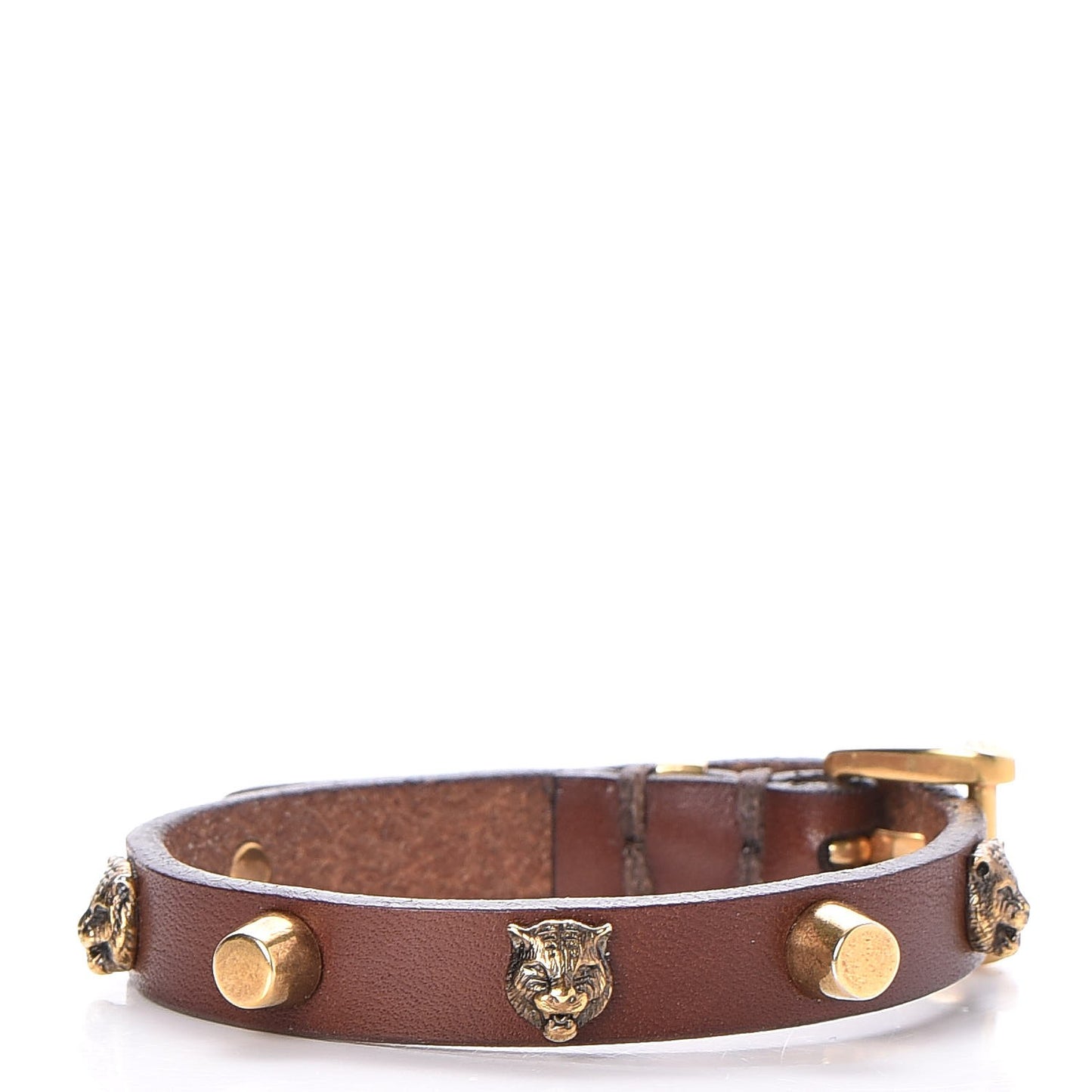 Calfskin Feline Heads Bracelet Brown