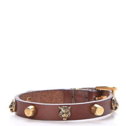 Gucci Calfskin Feline Heads Bracelet Brown 1 of 5