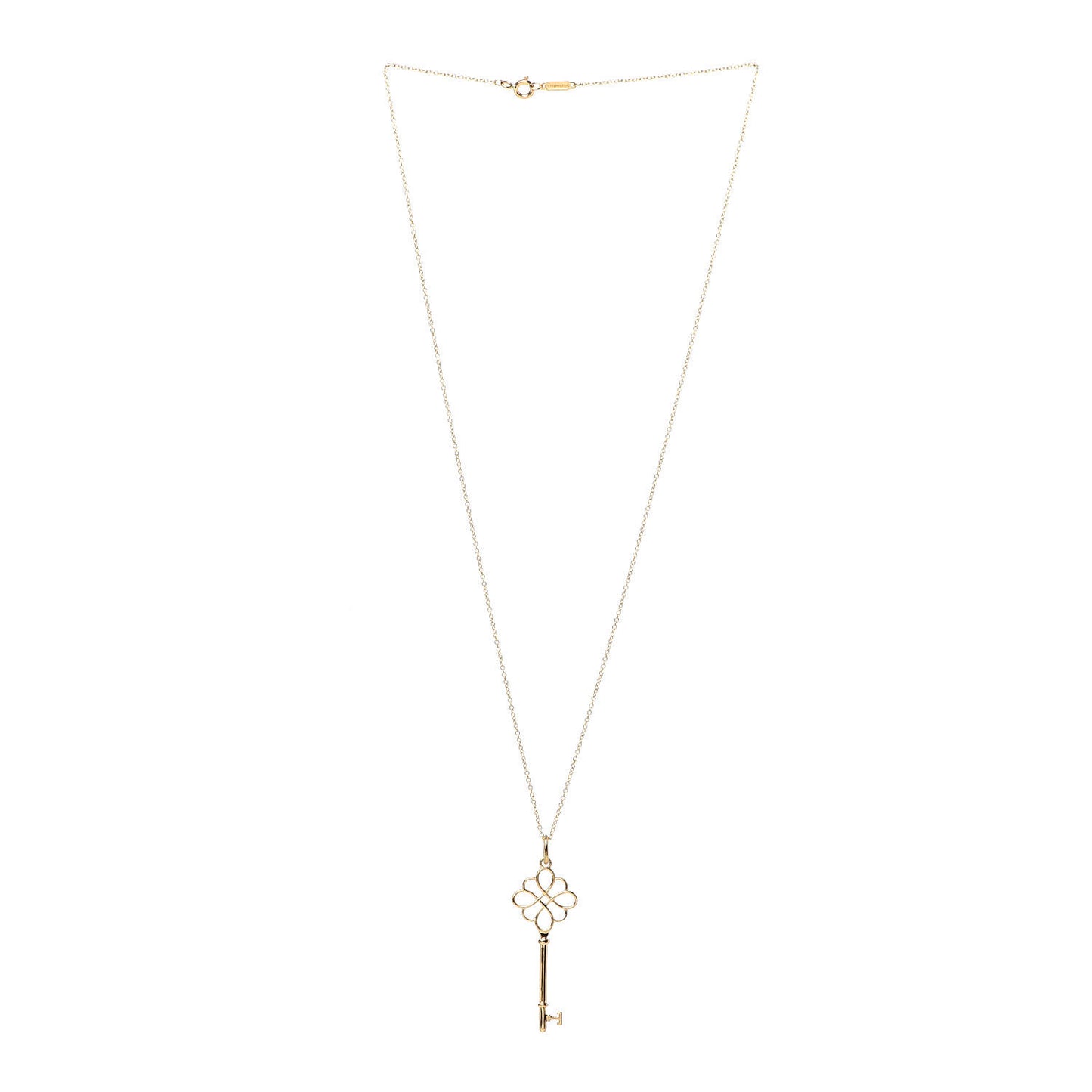 18K Yellow Gold Knot Key Pendant Necklace