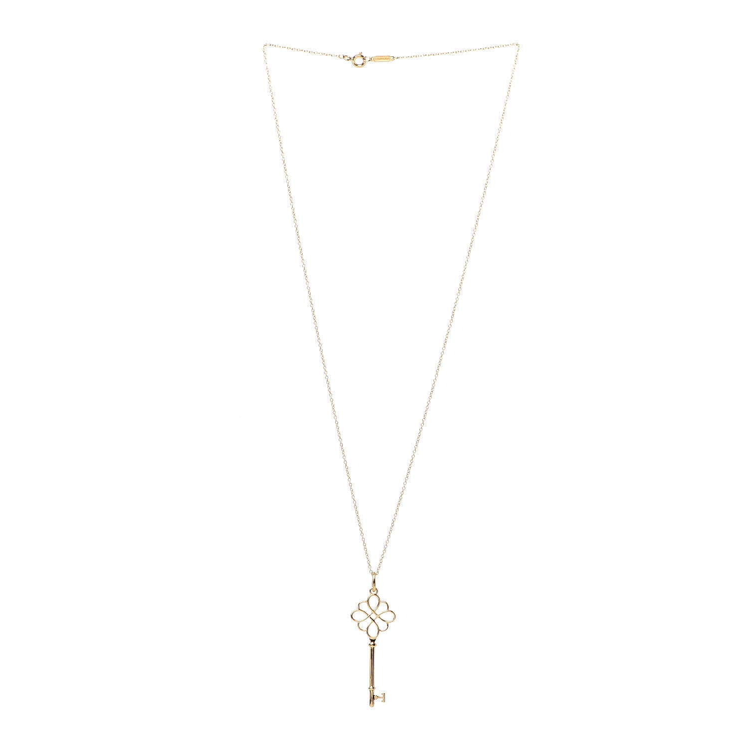 Tiffany 18K Yellow Gold Knot Key Pendant Necklace 3 of 7