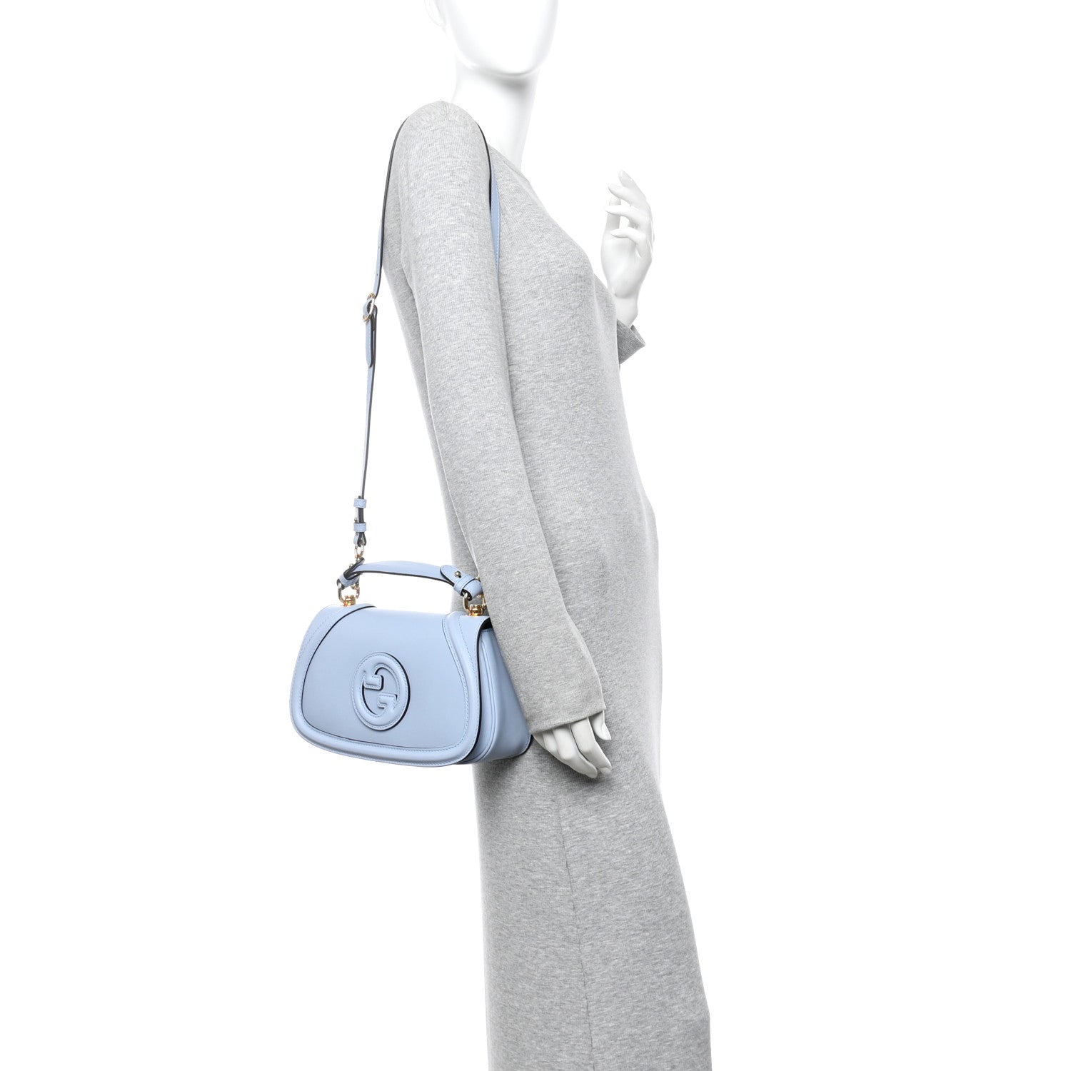 Gucci Roxy Calfskin Medium Blondie Top Handle Bag Cloudy Blue 2 of 12