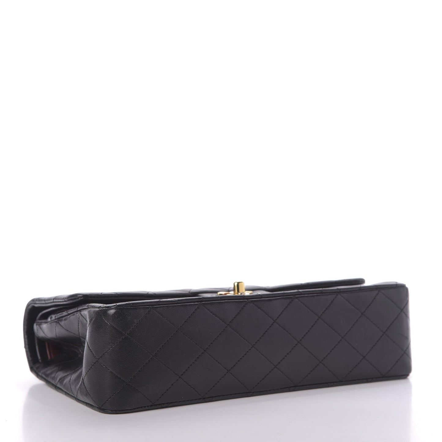 Lambskin Quilted Medium Double Flap Black