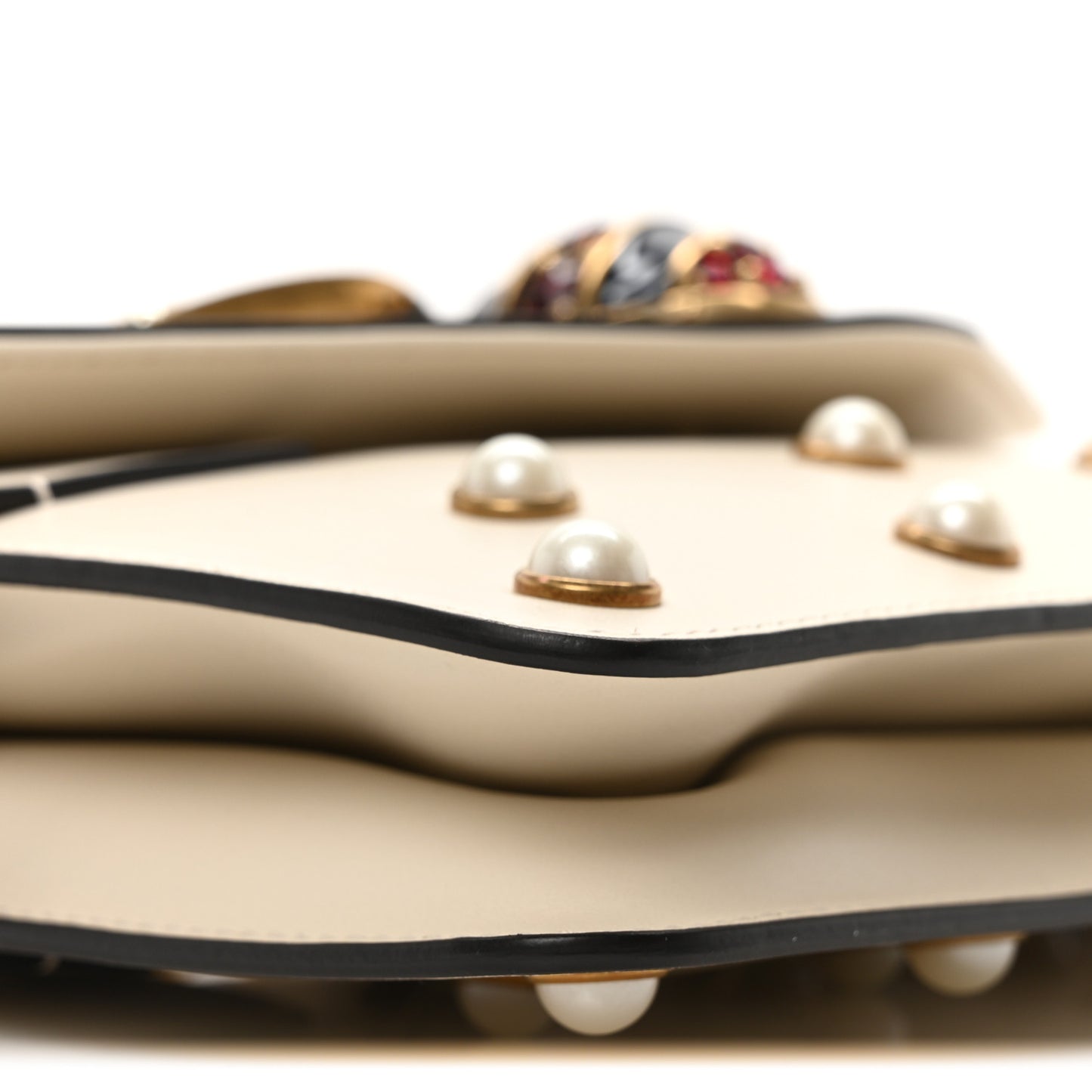 Nappa Pearl Studded Mini Queen Margaret Broadway Shoulder Bag Mystic White