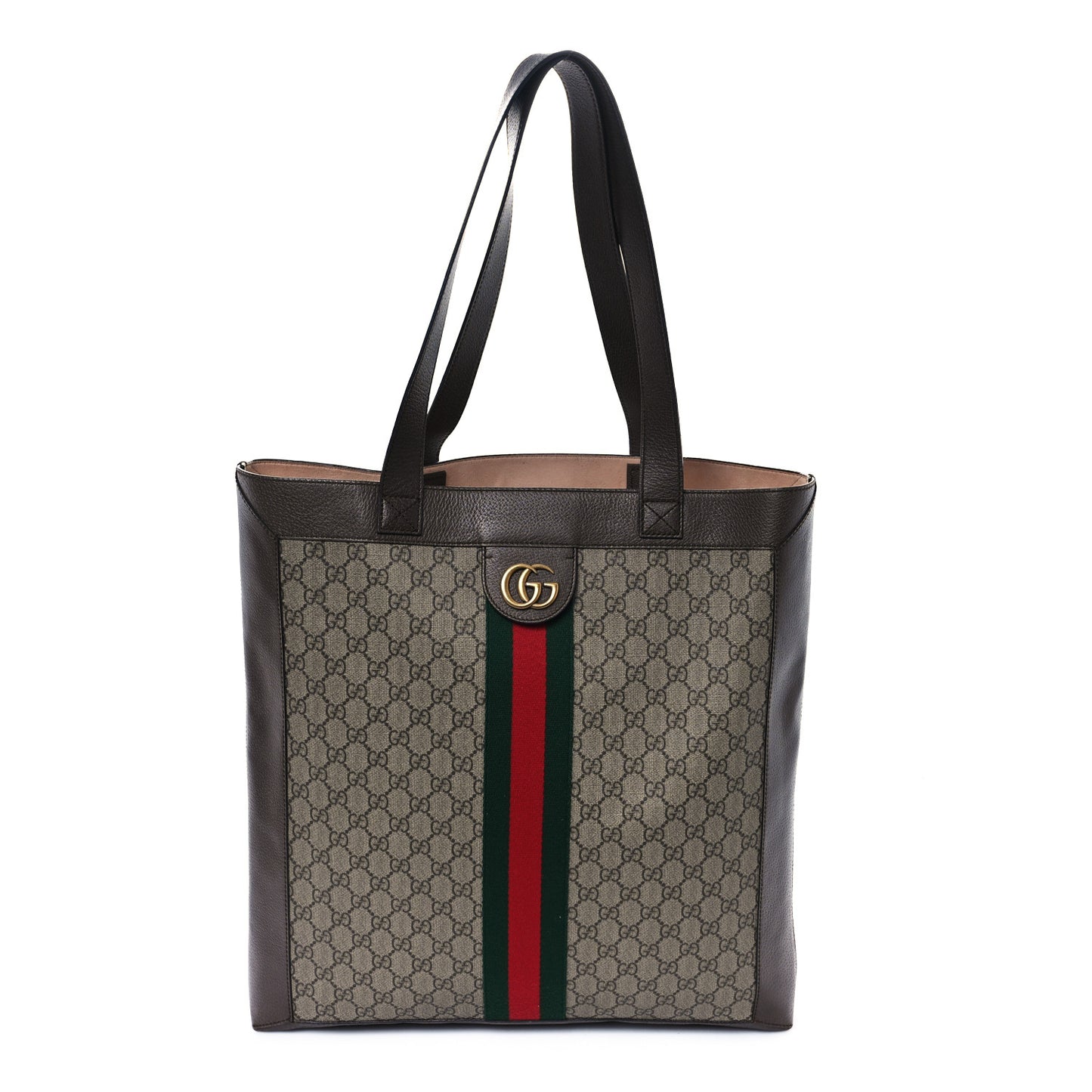 GG Supreme Monogram Web Large Ophidia Vertical Shopping Tote Brown