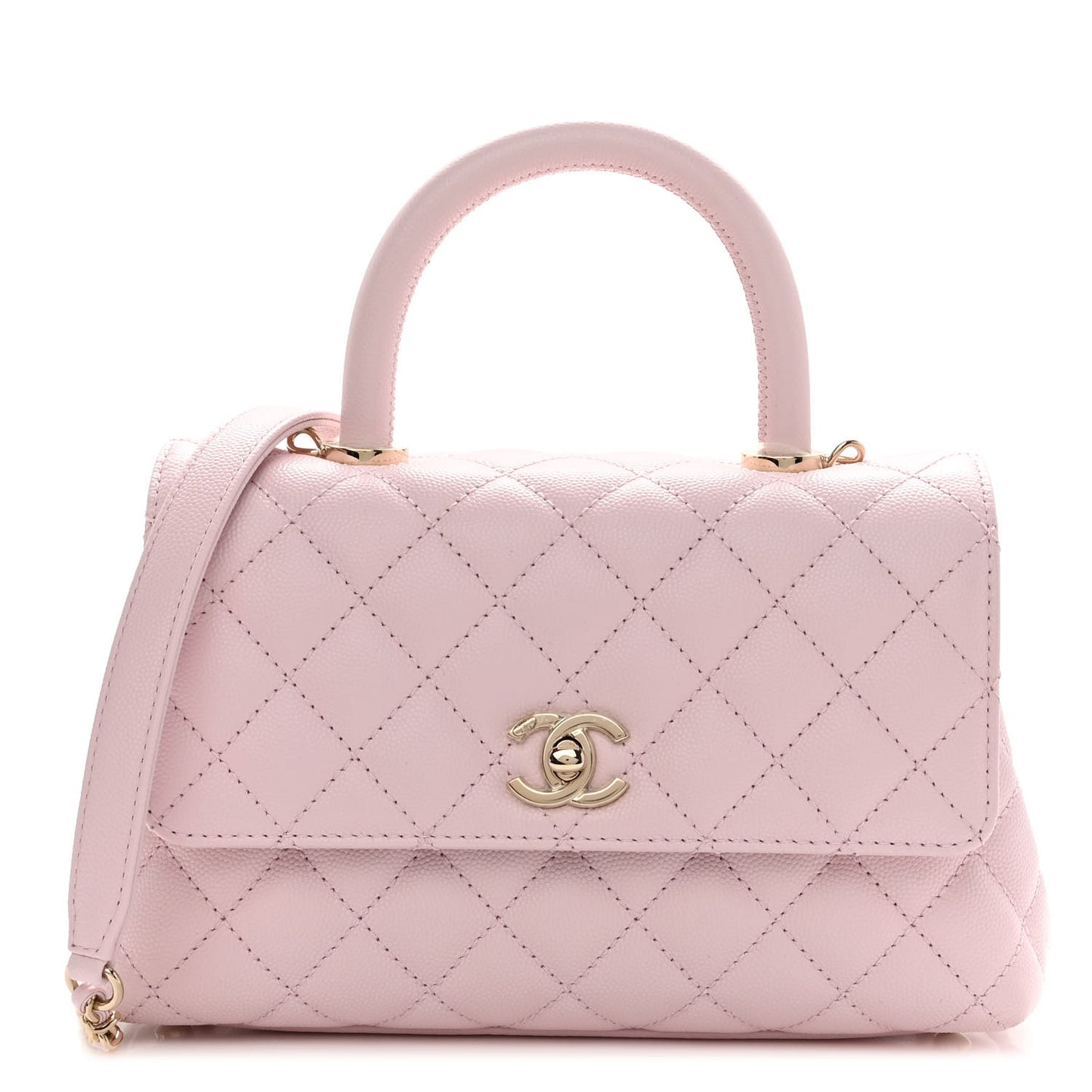 Caviar Quilted Mini Coco Handle Flap Light Pink