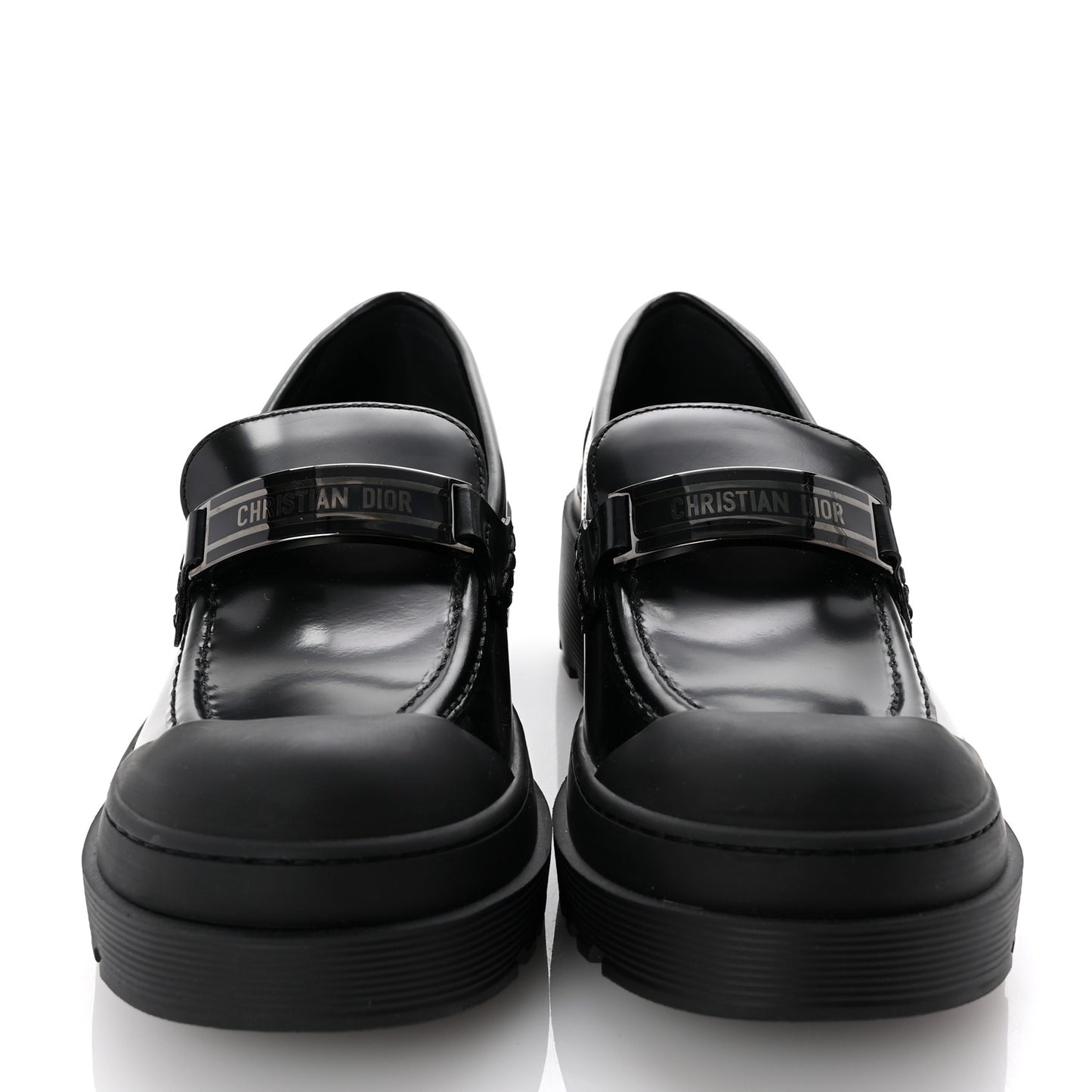 Brushed Calfskin Dior Code Lug Sole Platform 35mm Loafers 37.5 Black