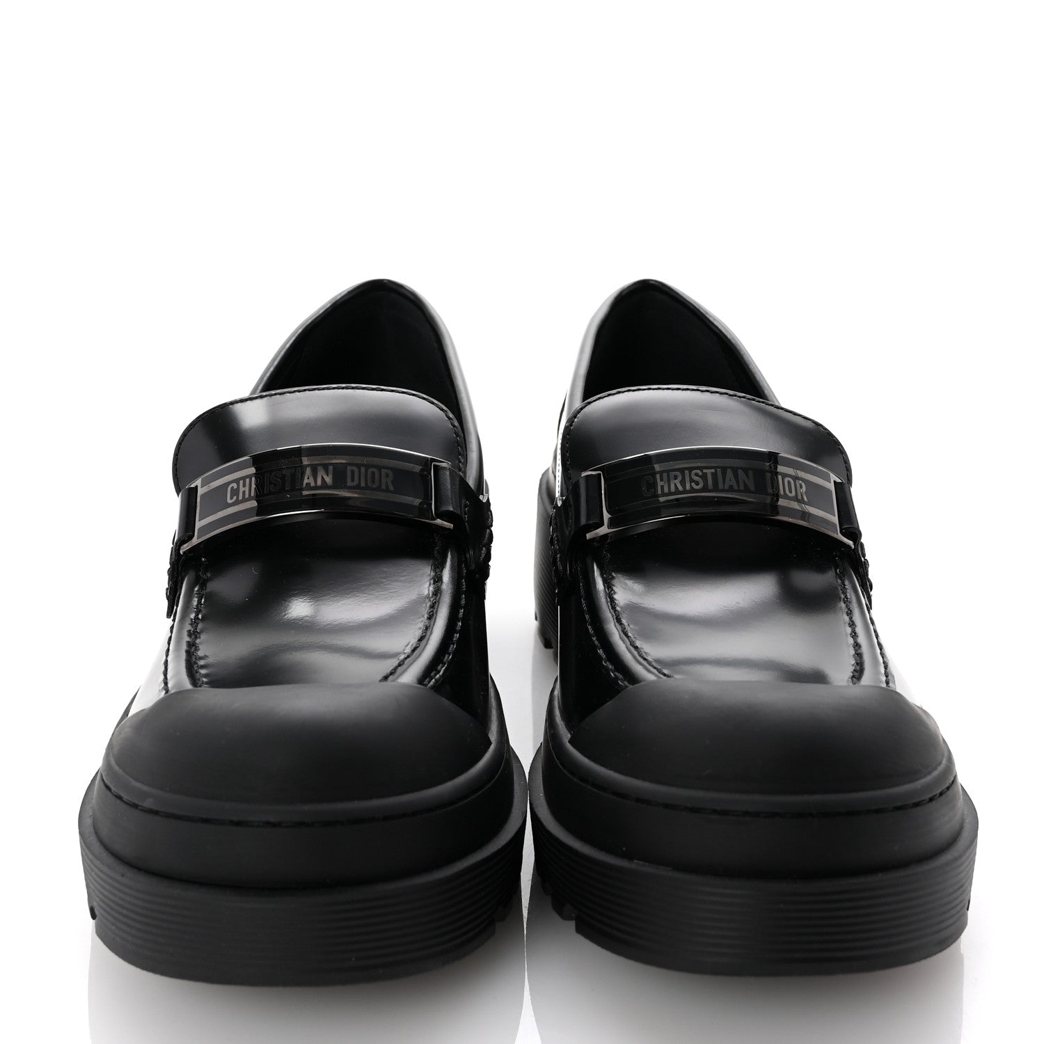 Christian Dior Brushed Calfskin Dior Code Lug Sole Platform 35mm Loafers 37.5 Black 3 of 10