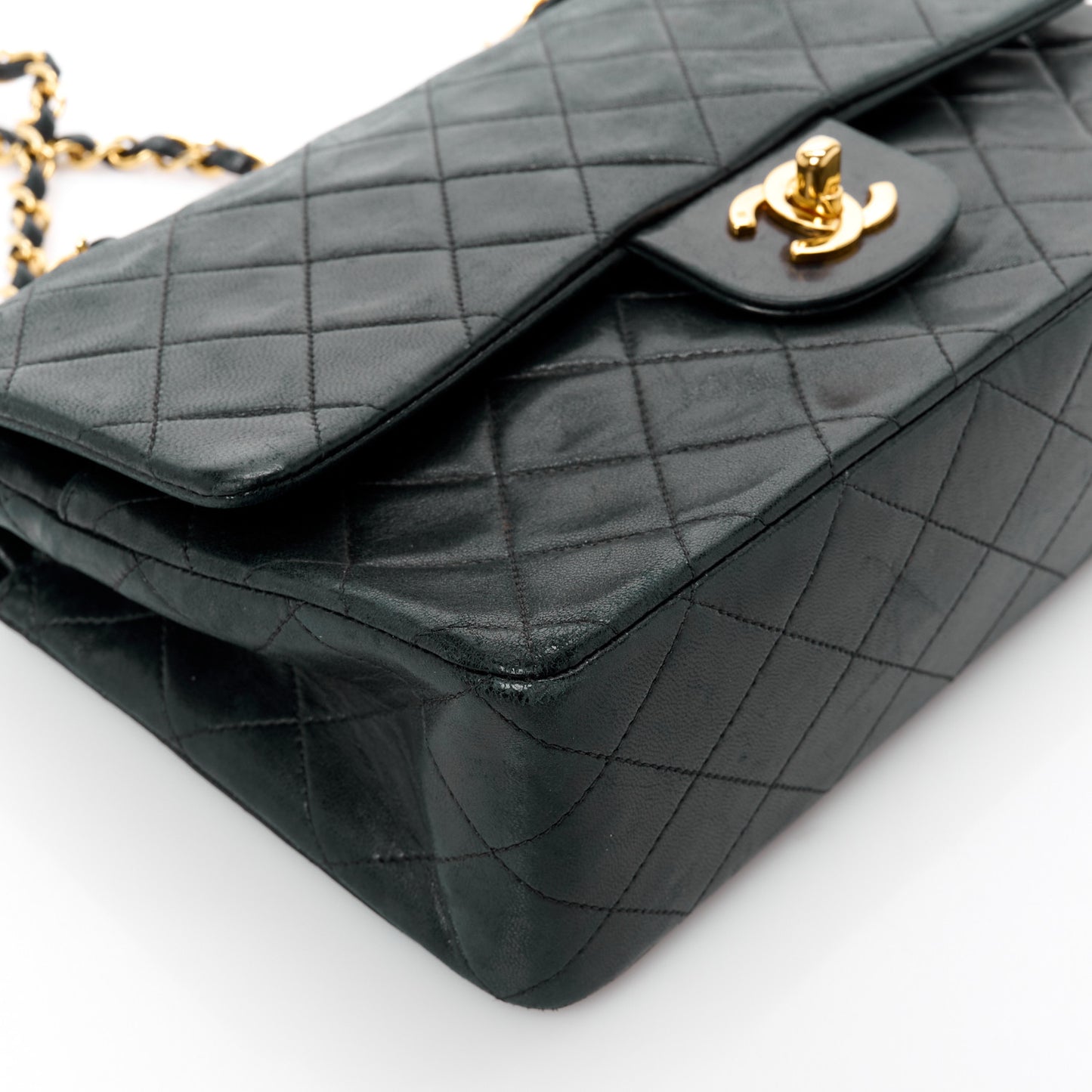 Lambskin Quilted Medium Double Flap Black