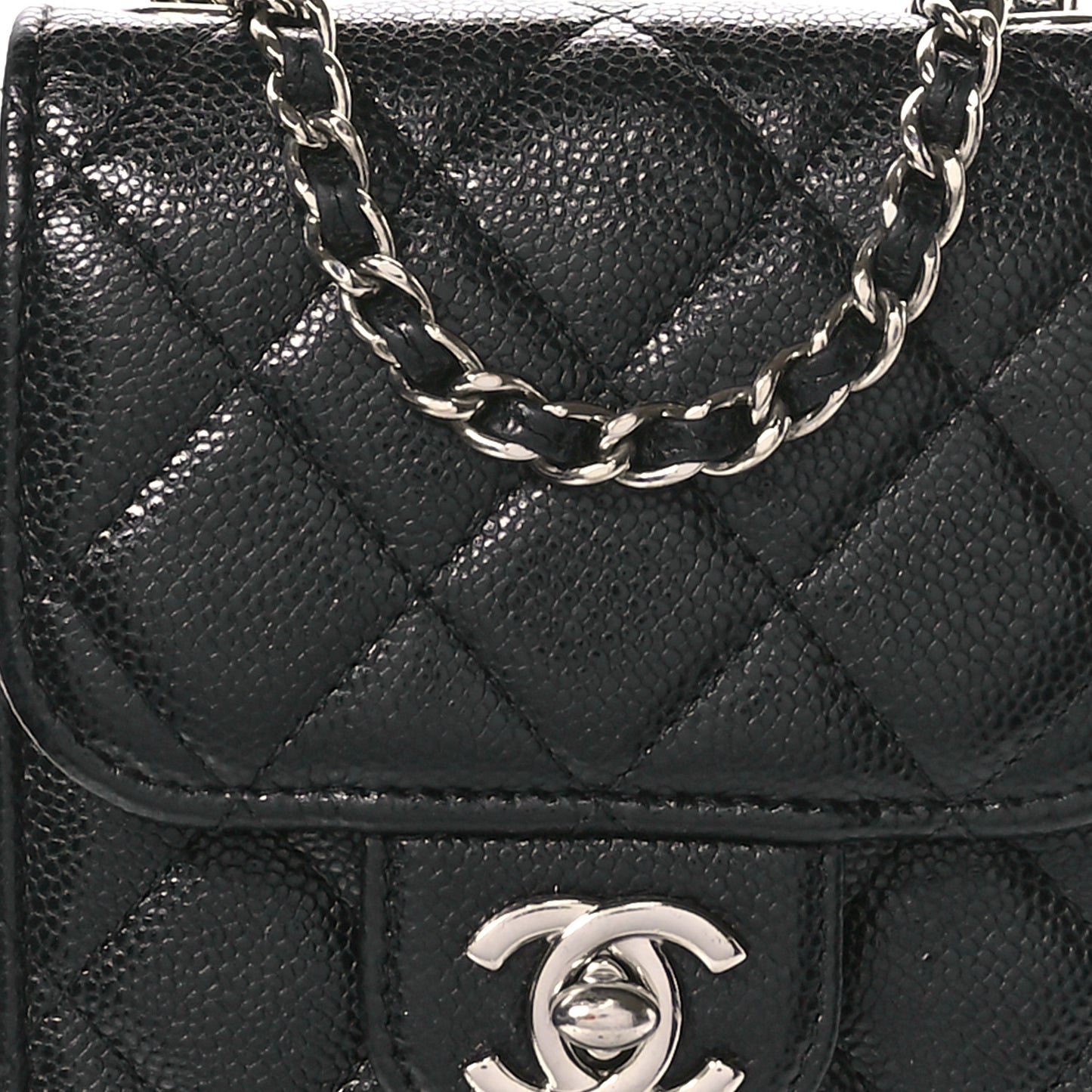Caviar Quilted Classic Phone Holder Black